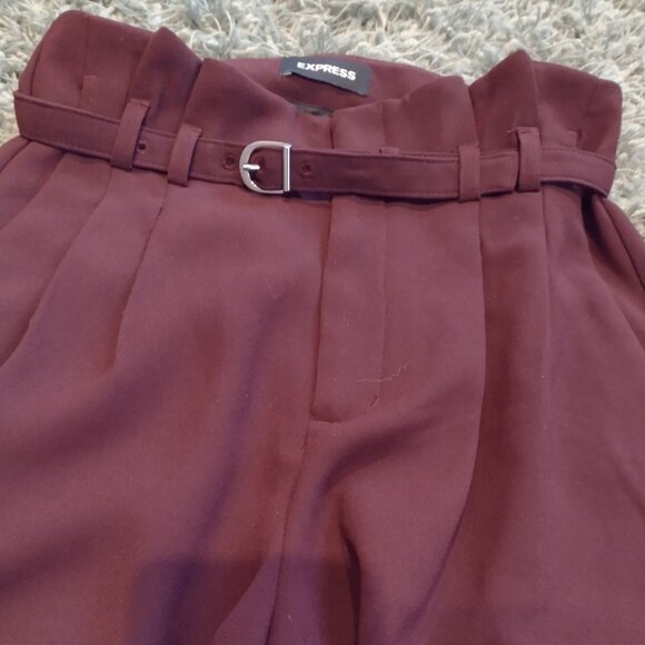 COPY - Express Burgundy Wide Leg High Rise Trousers - Picture 1 of 10